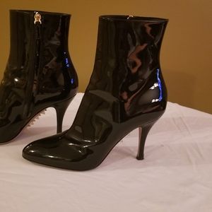 Valentino Black Patent Rockstud Sole Ankle Boots